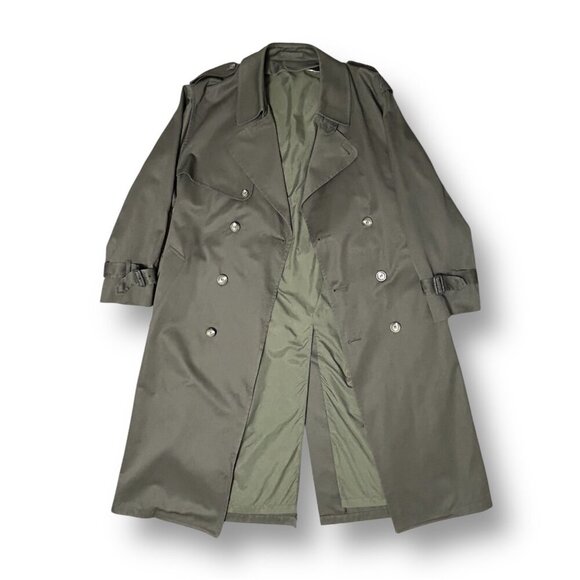 London Fog 40 Regular Khaki Belted Trench Coat Double Breasted Vintage USA - Picture 10 of 12